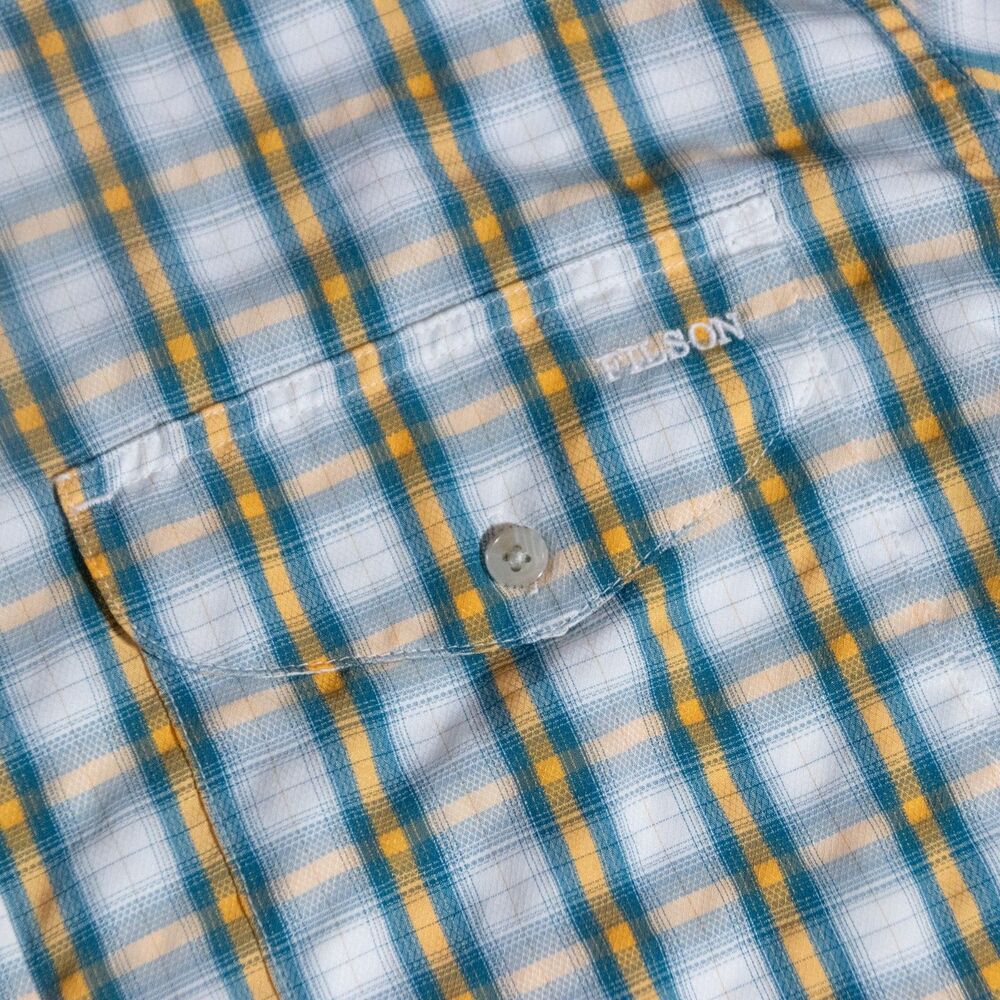 Filson Rainier Casual S/S Button Shirt Yellow Men's Large Hiking Outdoor Fishing - Picture 3 of 6